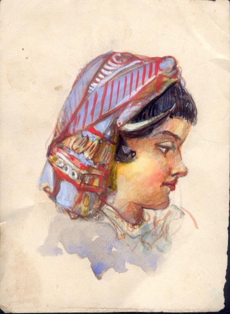 Family of Qamar Din, Legacy Bearer of the Larhi System of the Subcontinent Portrait of a Young Girl in Profile, has been painted very simply. (Fig.