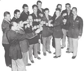 The First Toast. Doolittle (circled) and his pilots raise their cups in hopes of success. They bombed Tokyo 76 years ago. There were 80 of the Raiders in April 1942 when, under Lt.