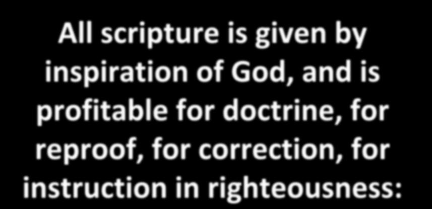 All scripture is given by inspiration of God, and is profitable for