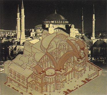 Hagia Sophia, Constantinople (537) Dome on four
