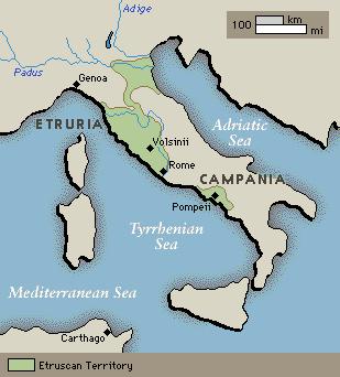 Etruria the Kingdom: Rome s Early Days (700-500 B.C.E.) For two and a half centuries, kings of the neighboring Etruria, the land to Rome s north, ruled the city.
