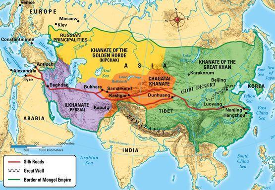 Following the death of Chinggis Khan, the Mongol Empire was divided into regional khanates Lasted 200 years
