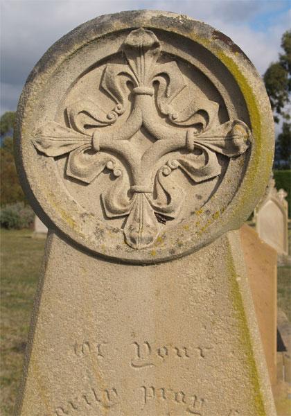 oldest of the pattern headstone copies (illustrated below), which bears a death date of 11 September 1843.