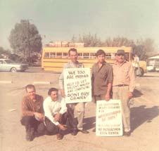 At left: Marin organized the Porterville FWO to picket at the local