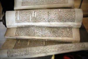 Scroll pages of a Torah at Temple Shalom in Yakima, Wash. Sunday, Feb. 19, 2012.