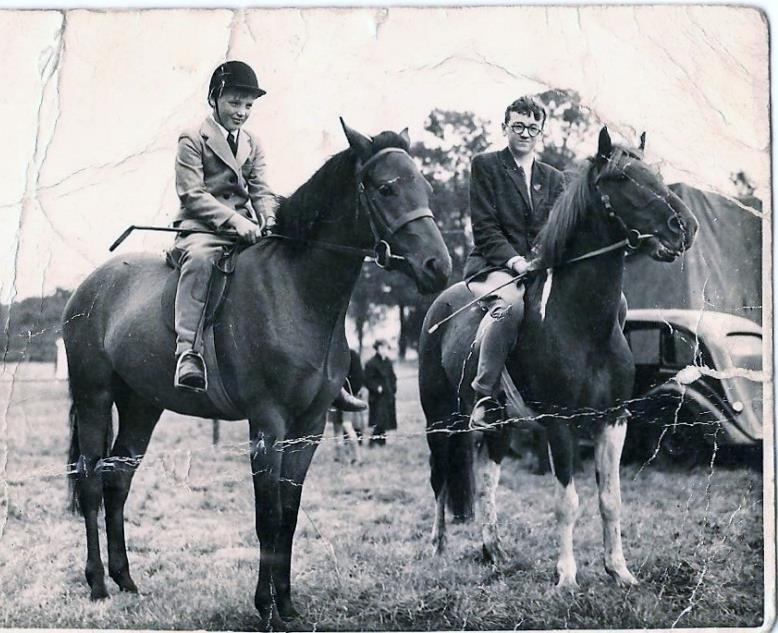 The photograph is of David and his cousin Lesley at Tickhill show. The pony s name is Flicker.