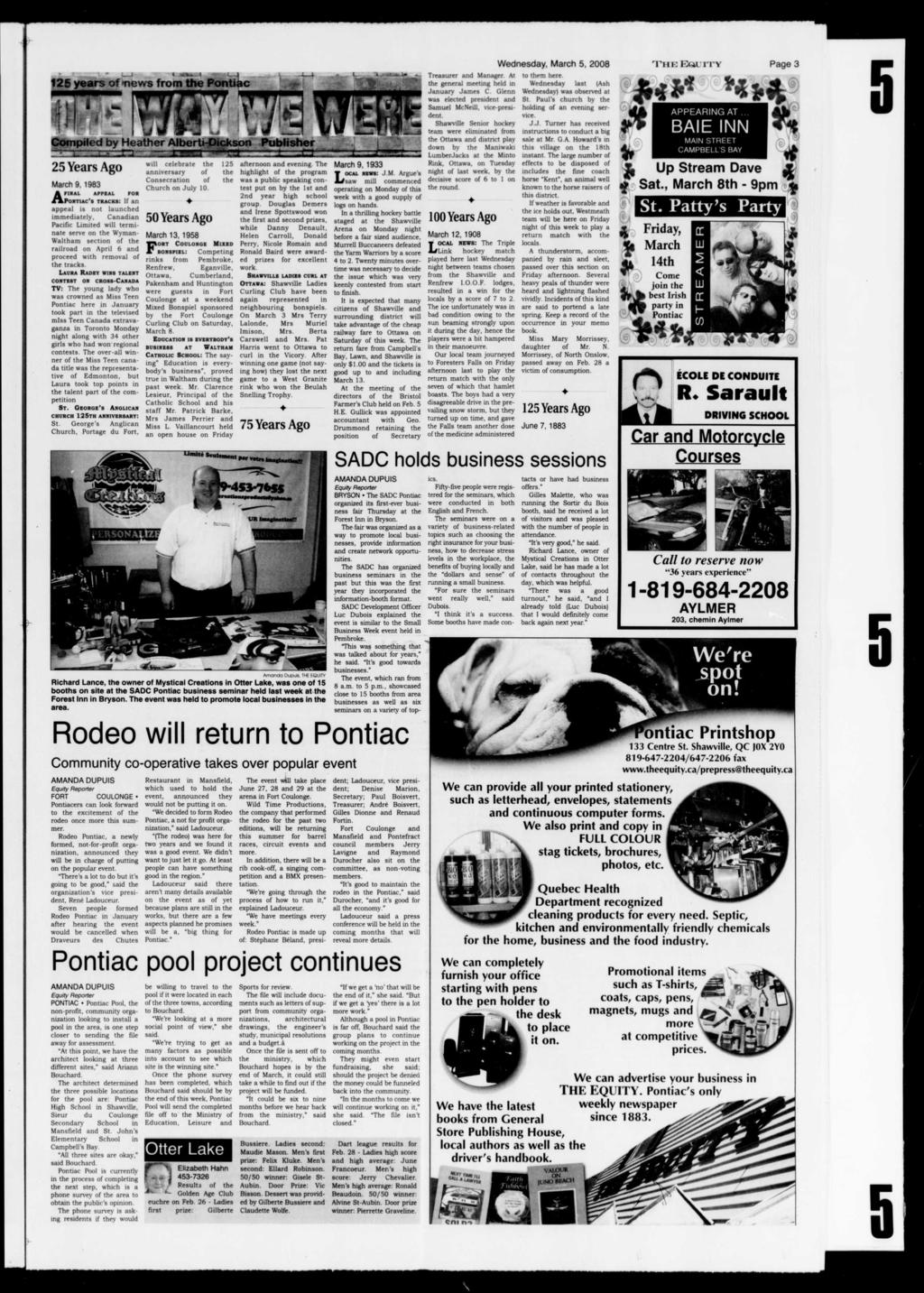 125 years of Tiews from Compiled by Heaher Alberi-Dickson Publisher 25 Years Ago March 9, 1983 AFINAL APPEAL FOR Poniac s racks: If an appeal is no launched immediaely, Canadian Pacific Limied will
