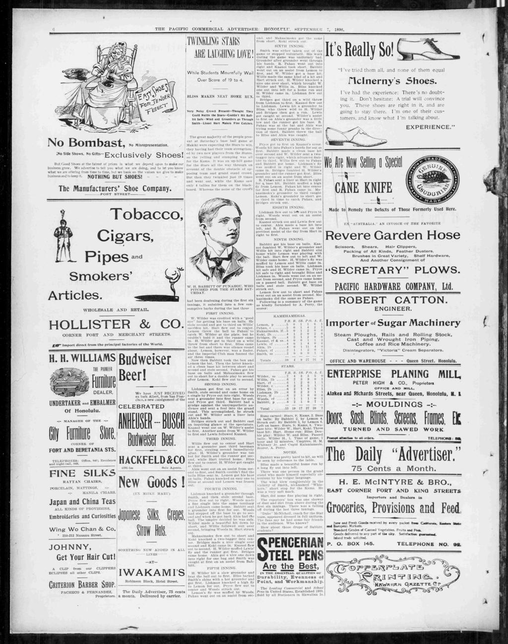 6 THE PACFC COMMERCAL ADVERTSER: HOXOr.n.T. SEPTEMBER 896. No Bombast, No ;n s,ows. Nocms-cUS- vejy Msrepresentaton, shoes! But.