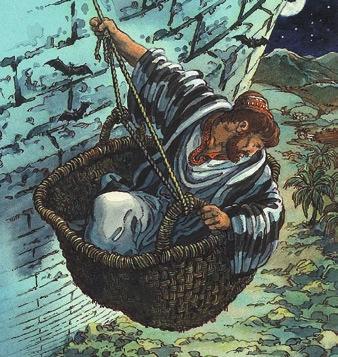 Acts After his conversion, Paul escaped his enemies in Damascus by being let down from the city walls in a basket.