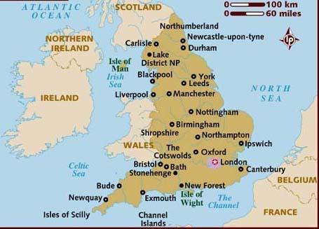 Figure 13 - Map of England showing Leeds in the north and