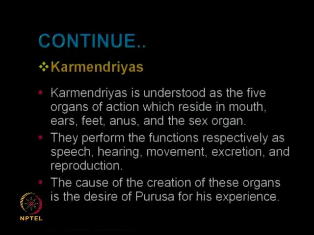(Refer Slide Time: 27:20) Now, moving to the next product, known as Karmendriya.