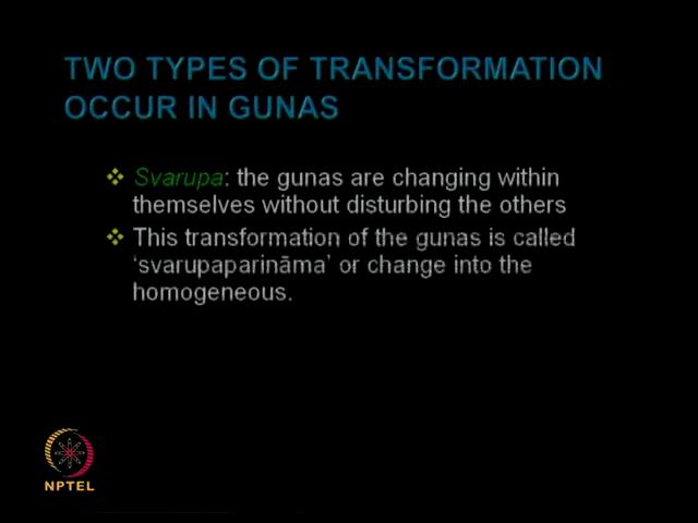 changes; in case of virupa, each guna try to dominate others.
