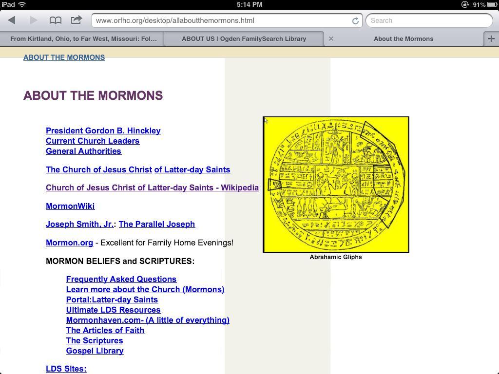 This page goes on and on, chock full of interesting links including: Mormon music, art and literature, the Church Distribution Center, links to explain church