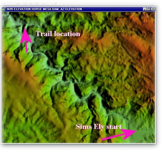 Figure 2 Fish Creek to start of trail In November 1989, myself, Bill Steila, Howard Bakken and Steve Radcliff explored the area of Fish Creek where the trail starts and located what we feel is the