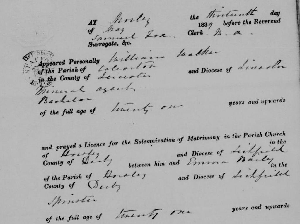 1812. Census 1841 William was living in Church Town, Coleorton.