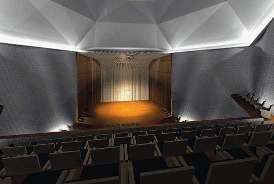 A rendering of the interior of the auditorium space in the Aga Khan Museum.