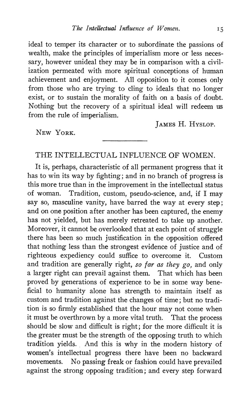The Intellectual Inflhence of Women.
