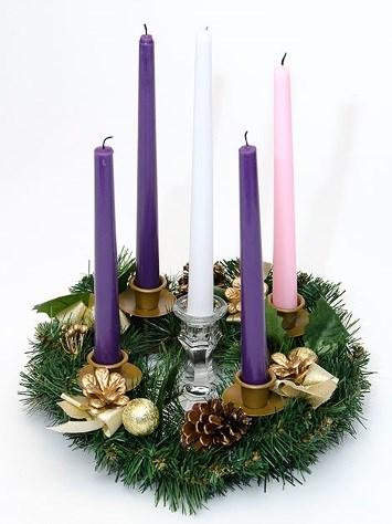 The Advent Wreath The word Advent means coming Jesus' coming into the world as a baby, his coming into our hearts, and his expected coming in the future.