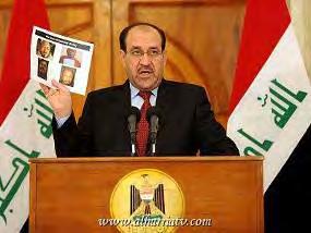 4 Iraqi PM s reaction 5. Iraqi PM Nouri al-maliki showed photographs of the two killed leaders during a press conference held in Baghdad on April 19, 2010.