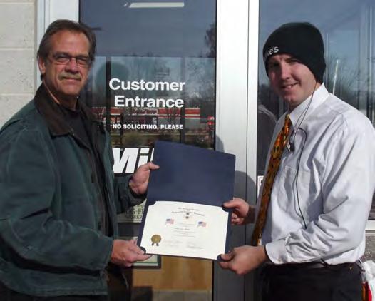 WILLIAM HENRY HARRISON CHAPTER The William Henry Harrison Chapter presented a Flag Certificate to the Mike s Car Wash in Lafayette, IN on