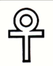At the center of the six-pointed star of spirit and matter is the Egyptian cross or ankh, symbolic of life.