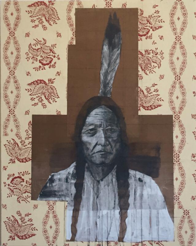 Sitting Bull, 2015, Acrylic and collage on paper, 40 x 32 in. Cluster, 2015, Acrylic and collage on paper, 40 x 32 in.