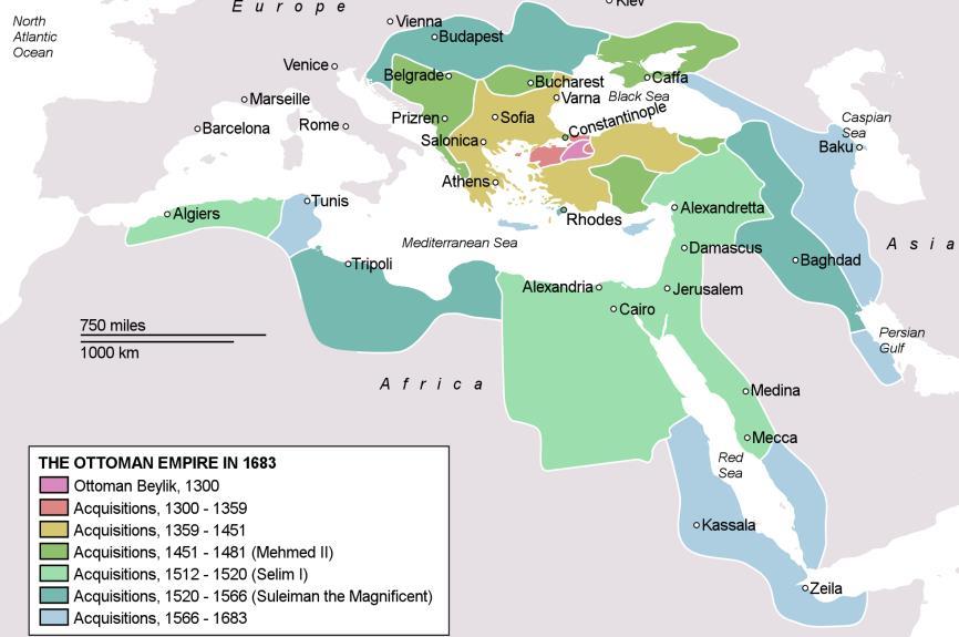 How did the Ottomans gain power & conquer such a large territory?