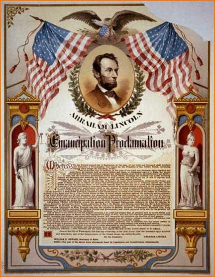 Emancipation Proclamation, 1863 This stated that black people could no longer be owned as property by others and were free to leave their masters.
