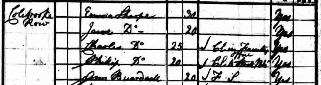 (Whoever filled in the form has dropped the Mason and I would have expected to see him aged 28, however Census ages can be off the mark and the context makes me think this is our man) Phillip Sharpe