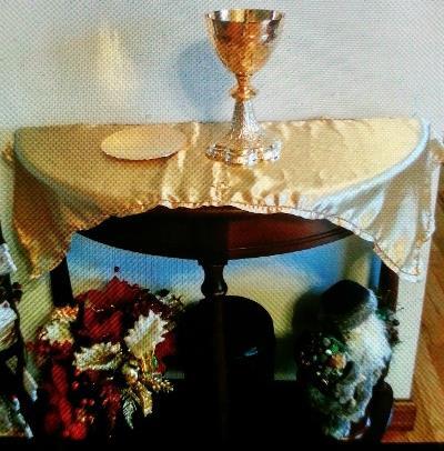 Please submit a photo of your home chalice shrine to Fr. Marcel Portelli. He d love to post it on the church bulletin board and print it in the bulletin.