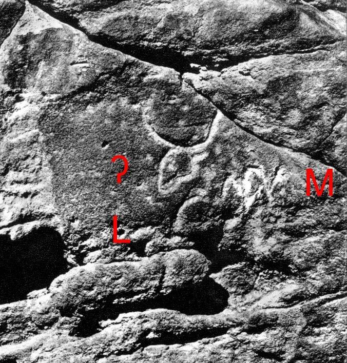 Sinai 377 This is the site of (where appeared) the manna (Z ŠḤ ʔMN) (Krahmalkov 2017b: 11) Figure 15: Sinai 377 with the letters labeled (image from Gerster 1961: pl.