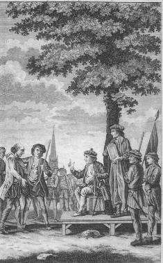 Robert Kett dispensing justice from the Tree of Reformation in 1549, as depicted in a nineteenthcentury book.