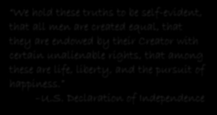 We hold these truths to be self-evident, that all men are created equal, that they are endowed by their Creator with