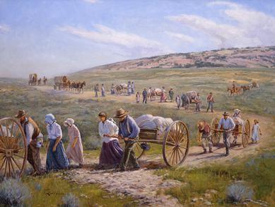 Trail Life A handcart company near South Pass, Wyoming, by Kimball Warren.