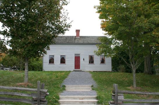 The Smith family frame home in Manchester, New York, was restored using the original structure. After their marriage in 1827, Joseph and Emma lived here with his parents.