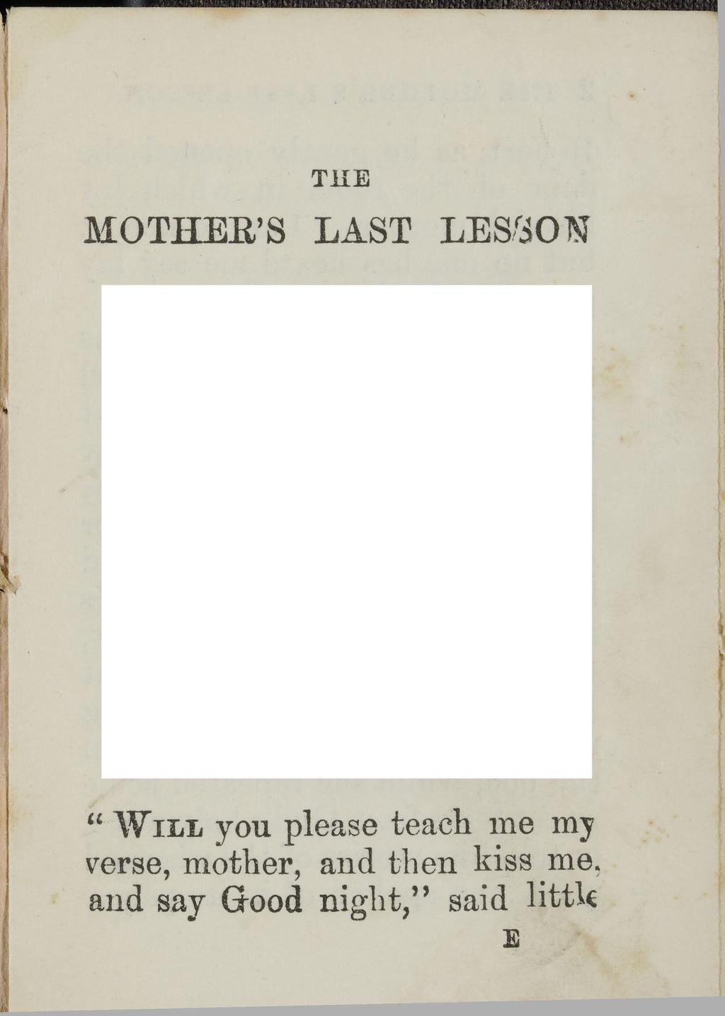 THE MOTHER'S LAST LESSON WILL