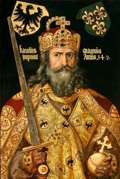 E) The Franks: Charlemagne 1) Name = Charles the Great 2) Grandson of Charles Martel 3) King of the Franks a) Conquers Lombards=