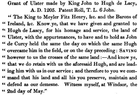 14. Jeoffrey de Constantine received Kilbixey, in Westmeath, of which his descendants were barons. 15.