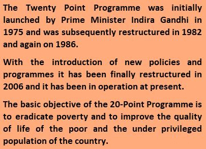 Question of the Day In which year, the restructured Twenty Point Programme (TPP) became effective?