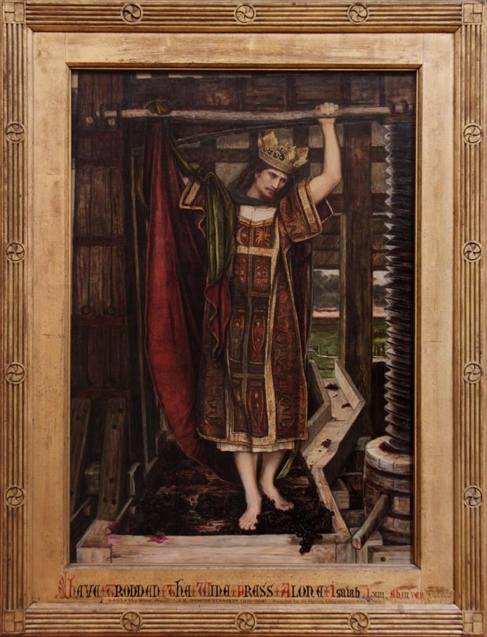 Christ treading the winepress John Roddam Spencer Stanhope 'I have trodden the winepress alone; and of the people there was none with me: for I will tread them in mine anger, and trample them in my