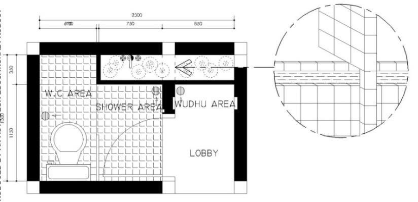 International Journal of Architecture and Urbanism Vol. 02, No.03, 2018 251 Water source: Wudhu area: a water tub Bath area: a water tub Toilet area: shower bidet on the right side of the toilet.