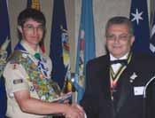 & Berdena King Eagle Scout Contest Sponsored by George Rogers Clark Chapter (Springfield, OH) William Anthony Robinson, President and Eagle Scout Committee Chairman, presents the Eagle Scout Award to