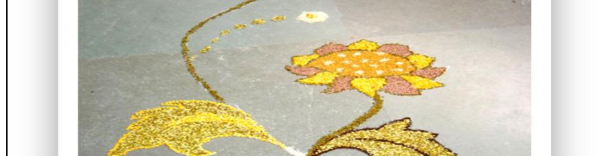 .they made beautiful Rangoli using Flowers, colours and grains.