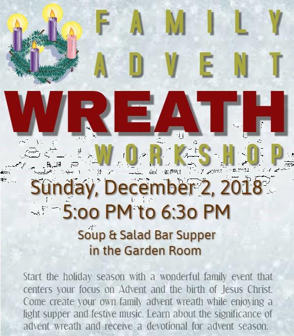 DECEMBER 18 6:30 PM GARDEN ROOM CALL CHURCH OFFICE FOR EVENT UPDATES!