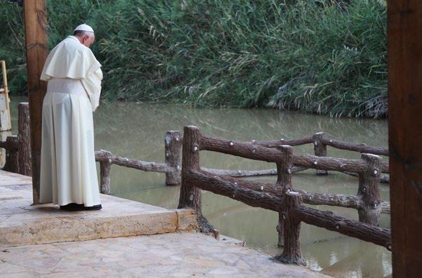 Pope Francis stands by the Jordan River at Bethany Beyond the Jordan. Jordan A place of history, mystery, and pilgrimage by Marge Fenelon What comes to your mind when someone mentions the Holy Land?
