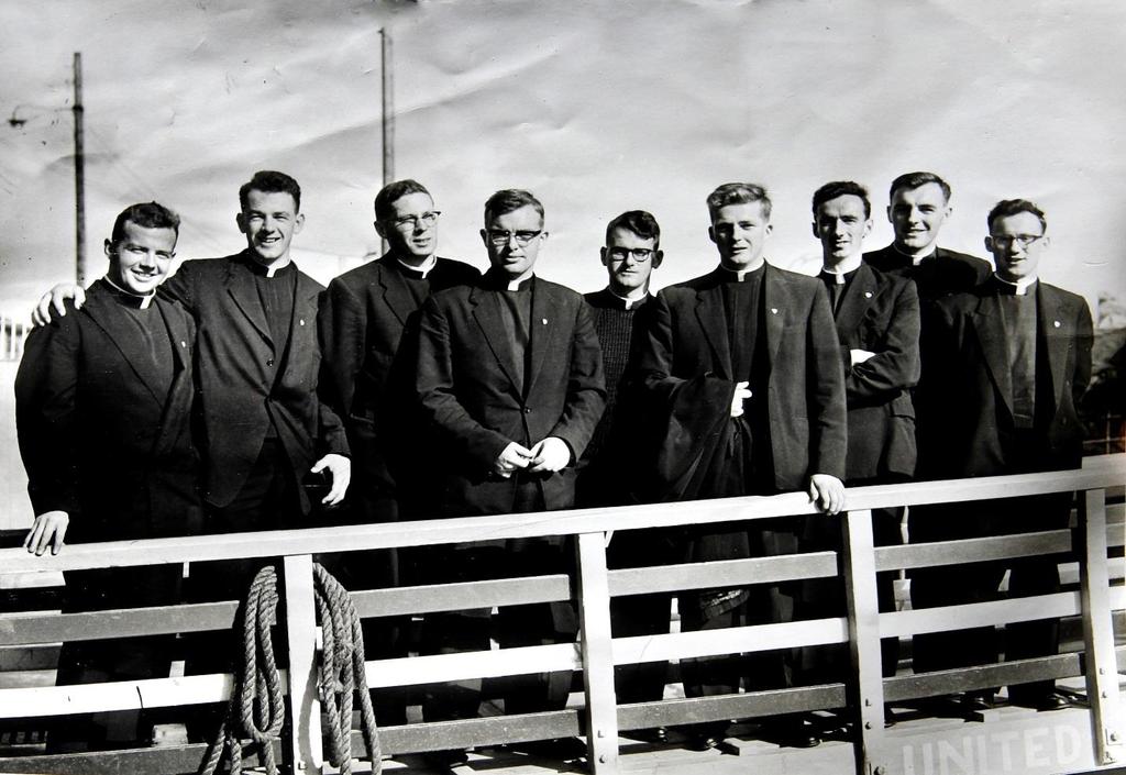 SETTING SAIL FOR NEW YORK Newly Ordained Priests set Sail for America and Sacramento in September 1960 L-R Seminarian, Louis Donnelly (left priesthood), Andy O Donnell (left), Seamus O Connor (left),