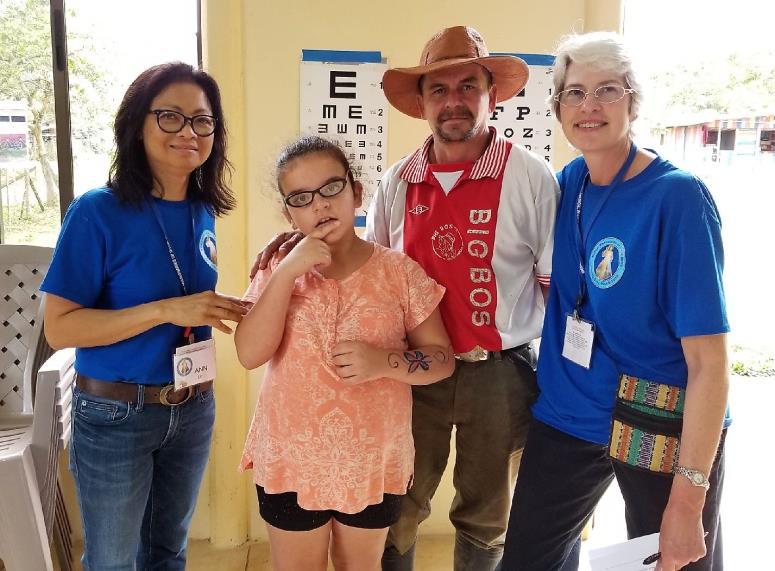 After we determined her eyeglass prescription using our auto refractor, one of our missionaries, Ann Le, filled her prescription order, which is a tedious job and she did it skillfully.