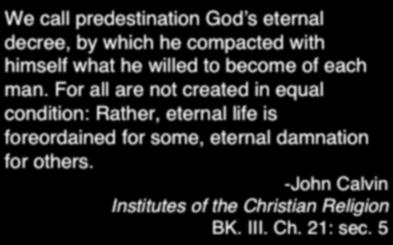 We call predestination God s eternal decree, by which he compacted with himself what he willed to become of each man.