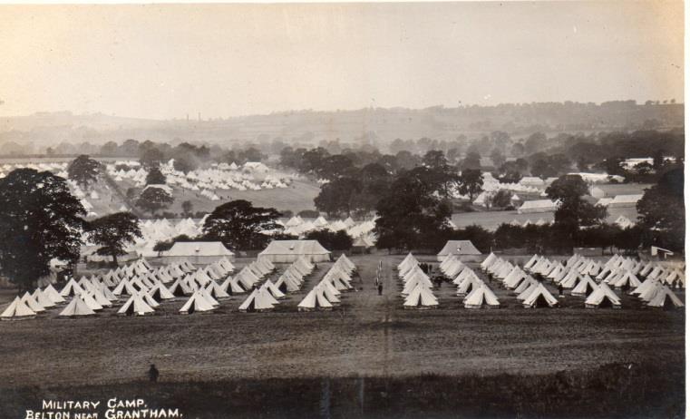 Jiggy (left-hand one of the two seated) shown above, at Belton Park Camp in early 1915, the camp became the largest WWI Army training base.