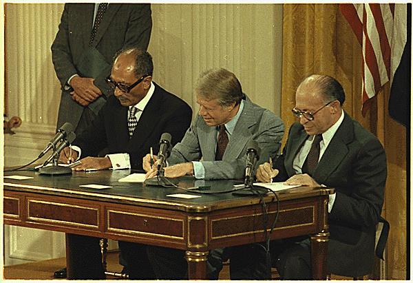 Camp David Accords Israel and Egypt (Anwar Sadat) would sign a peace treaty in 1979 with U.S. Pres.